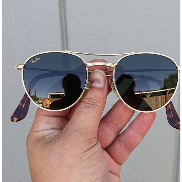 1940s Ray-Ban B&L Retro Round Aviator Gold Plated Sunglasses. W1754 - Picture 2 of 8